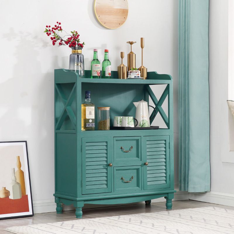 Mid-Century Modern Accent Cabinet with Drawers and Doors in Solid Wood