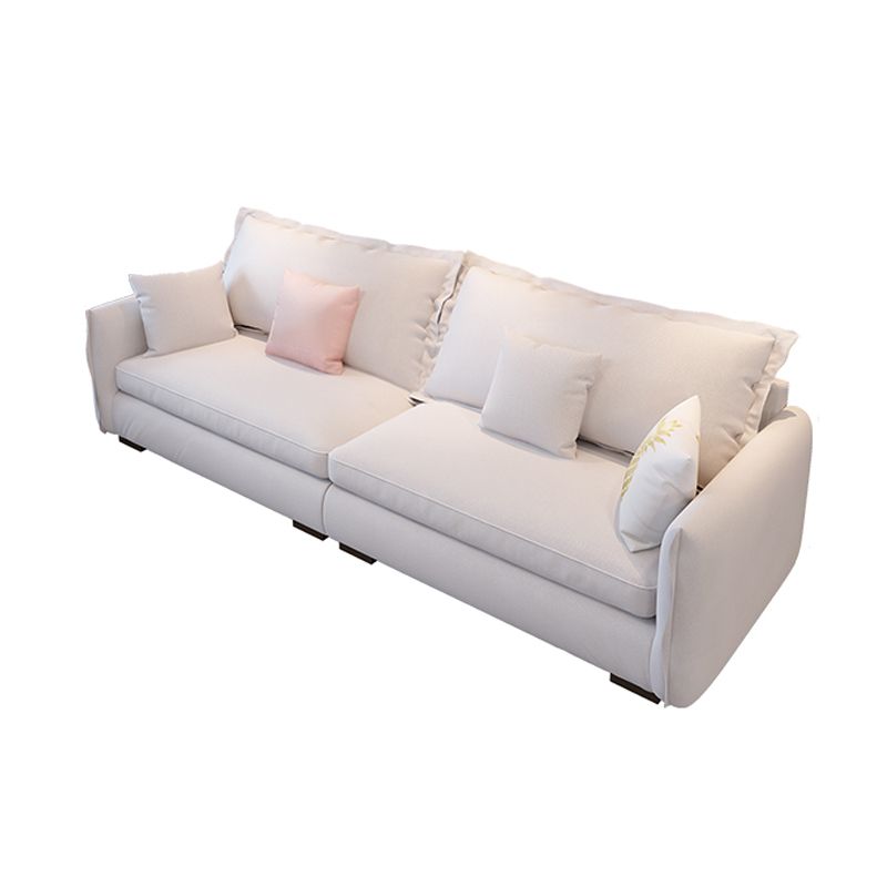 Contemporary White Loose Back Sofa Square Arm Stationary Settee