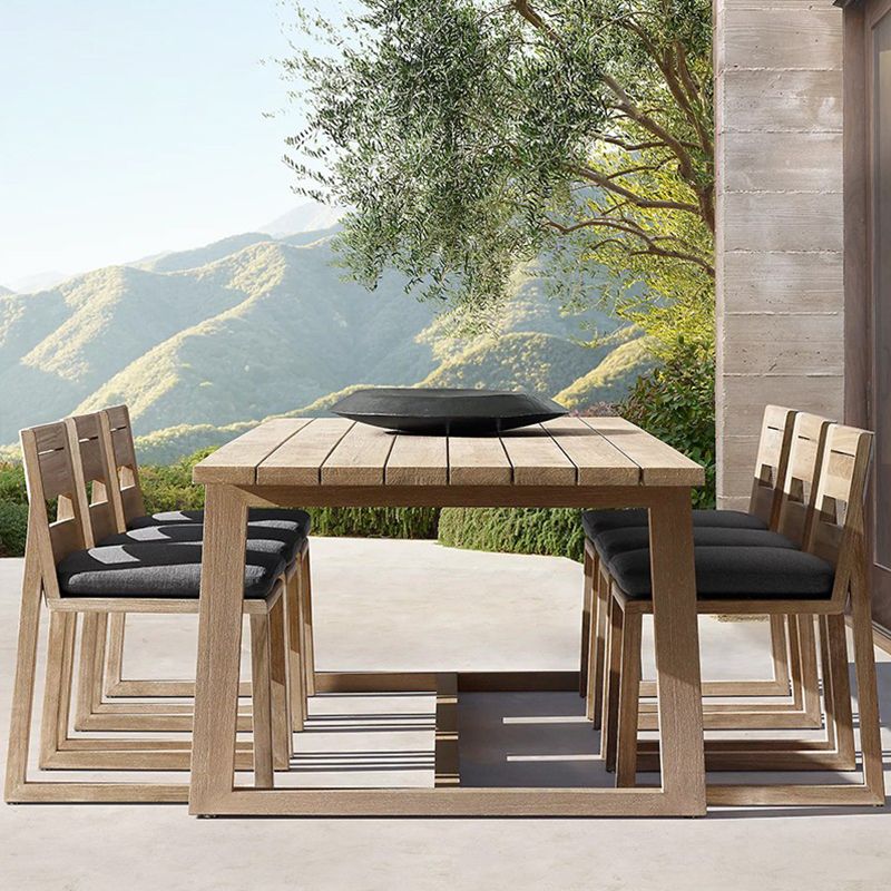 Solid Wood Patio Table Contemporary Water Resistant Patio Table