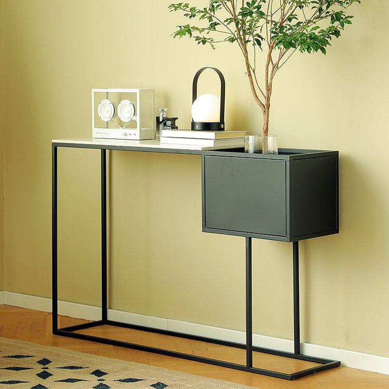 Contemporary Iron Console Accent Table with Shelves for Hall