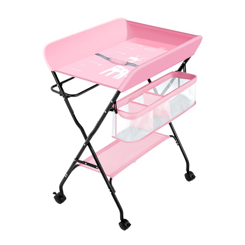 Modern Metal Baby Changing Table with Changing Pad Folding Flat Top Changing Table