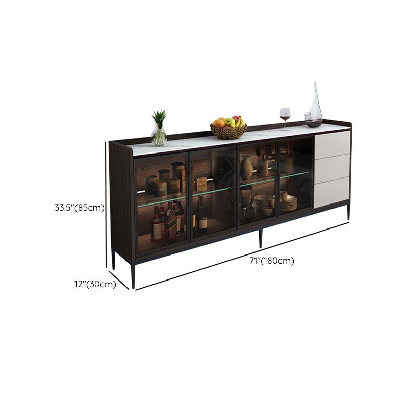 Contemporary Sideboard Stone Sideboard Cabinet with Lights for Kitchen