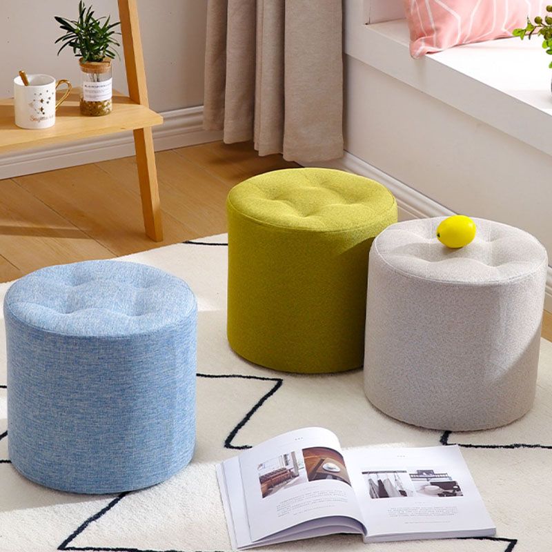 Fabric Cylinder Shape Pouf Pure Color Tufted Contemporary Fade Resistant Pouf