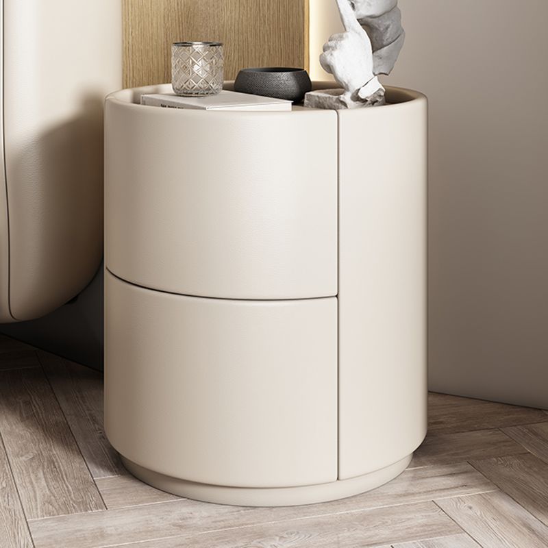 Contemporary Round Kids Nightstand Solid Wood Nightstands with Drawers