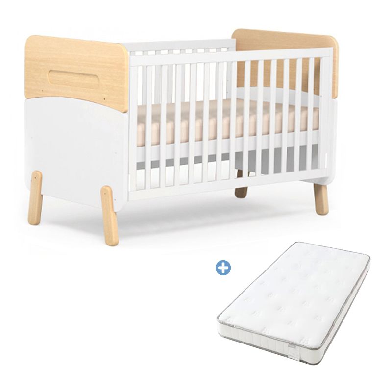 Nordic Style Solid Wood Crib Rectangle Bedroom 3-In-1 Convertible Crib