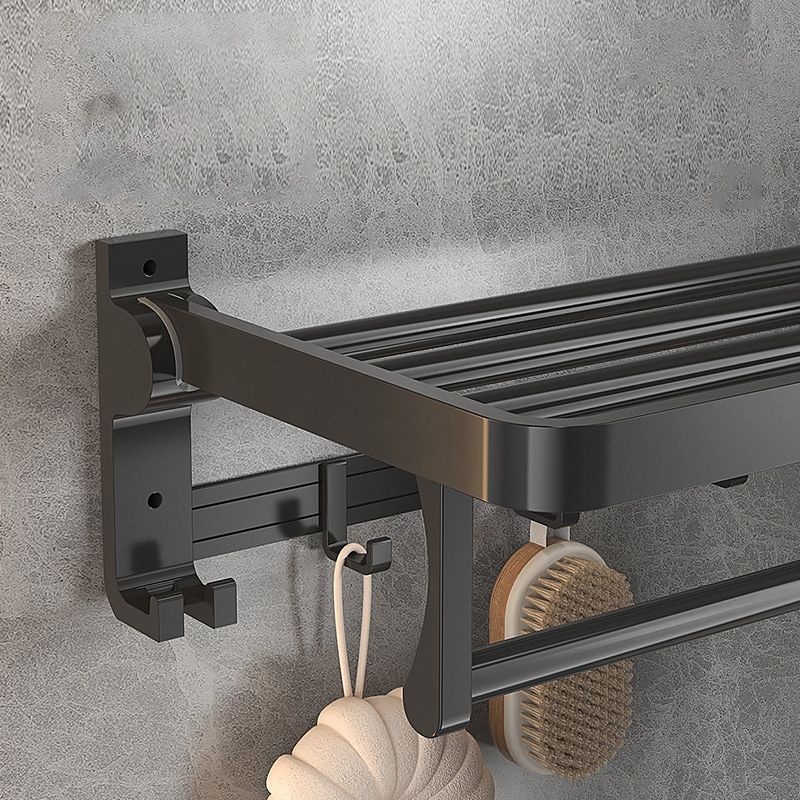 Modern Matte Black Bathroom Accessory Set with Bath Shelf/Robe Hooks/Towel Bar