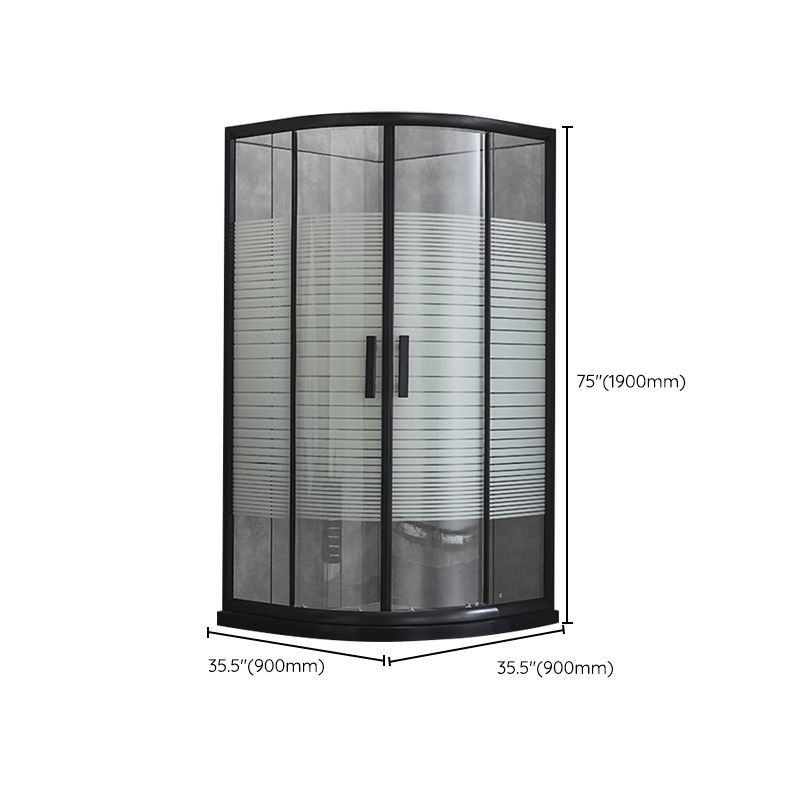 Rounded Matt Black Shower Enclosure Tempered Glass Corner Shower Enclosure