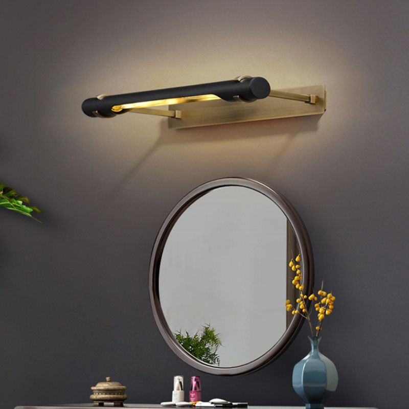 Black Postmodern Wall Sconce Geometric Shape Vanity Lamp with Metal Shade for Bathroom