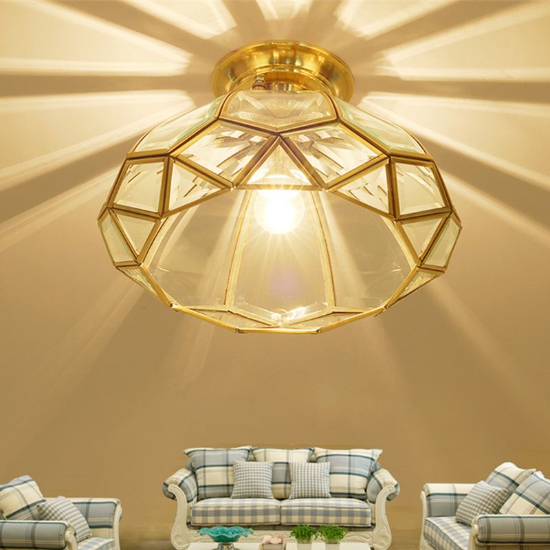 1 Light Traditional Semi Flush Ceiling Light Beveled Translucent Glass Semi Flush Light Fixtures