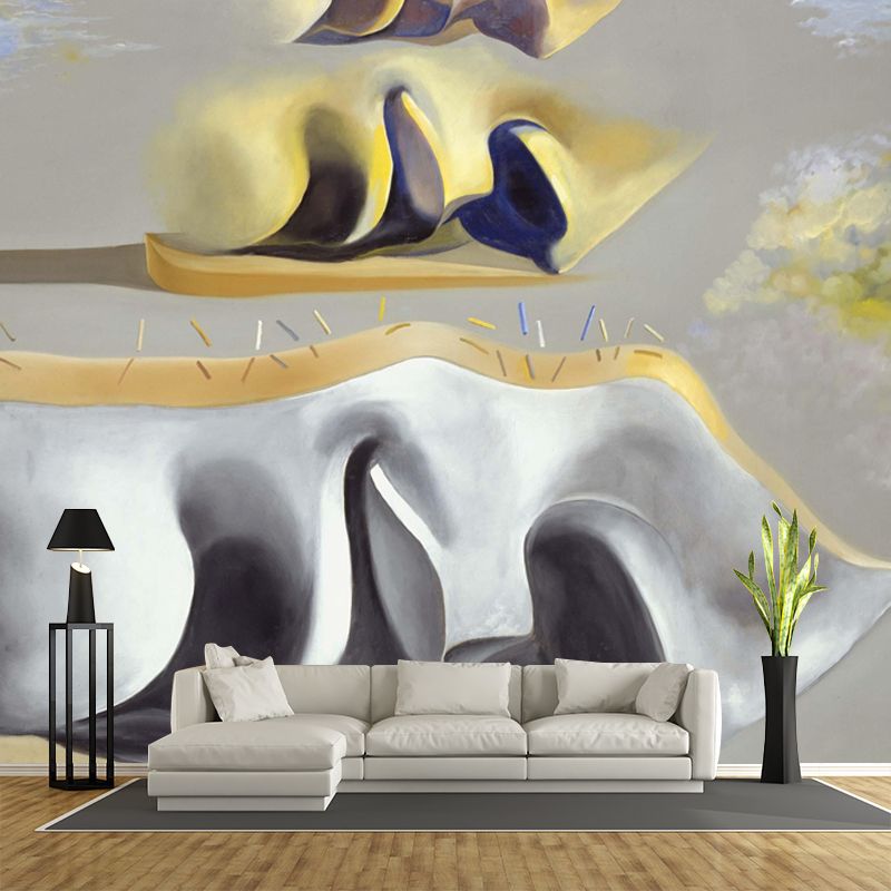 Surreal Salvador Dali Artwork Mural Grey Three Glorious Enigmas of Gala Wall Covering