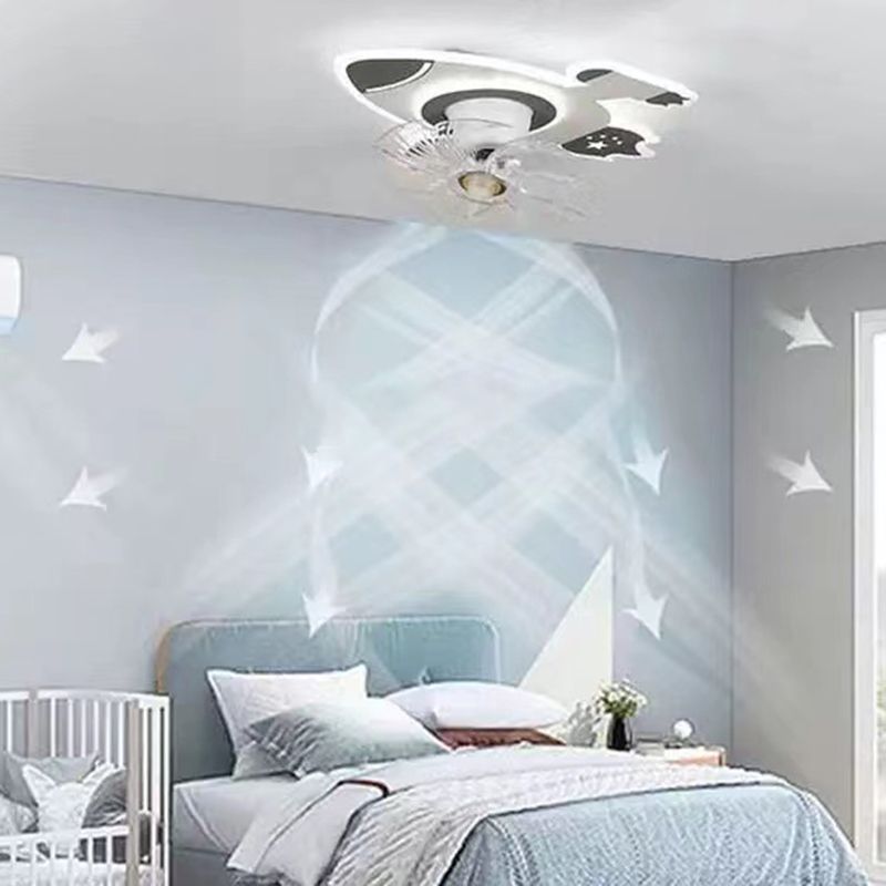 Nordic Style Ceiling Fan Lamp Rocket Shape Ceiling Fan Light for Children's Room