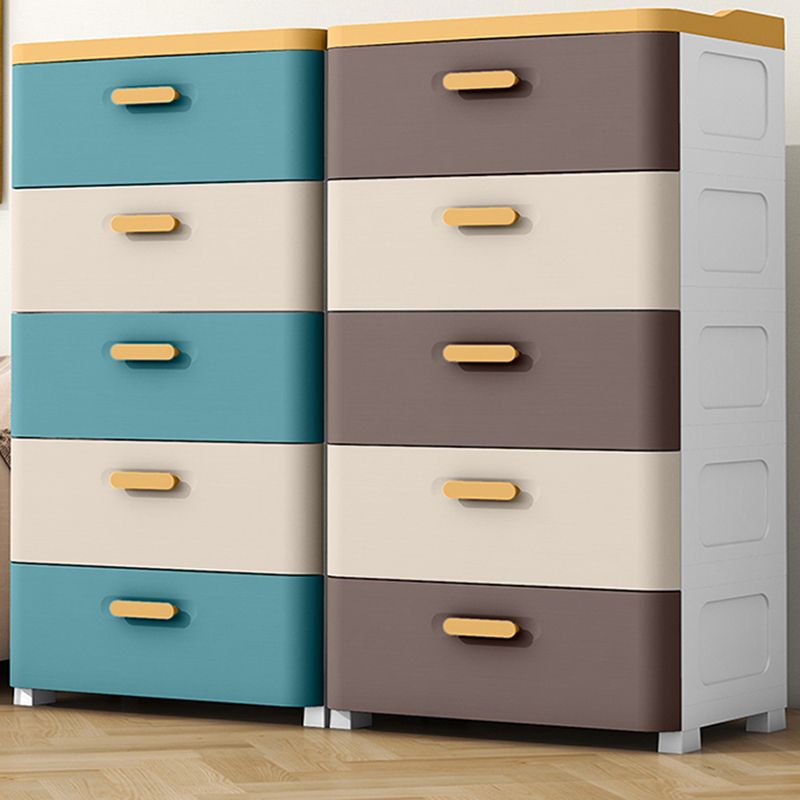 Plastic Scandinavian Nursery Dresser Chest Kids Nightstand with 5 Drawers