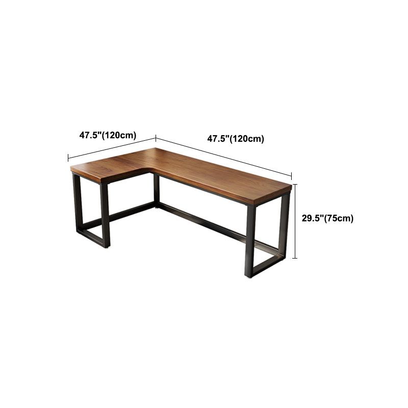 Modern Pine Wood Office Desk Brown L-Shape Task Desk for Home and Office