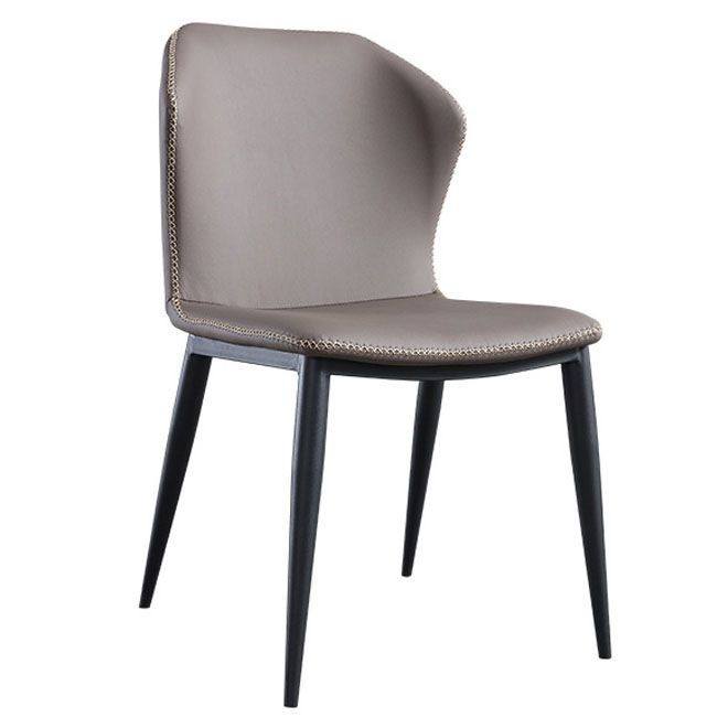 Contemporary Steel Dining Chair Wingback Side Furniture in Matte Finish for Home