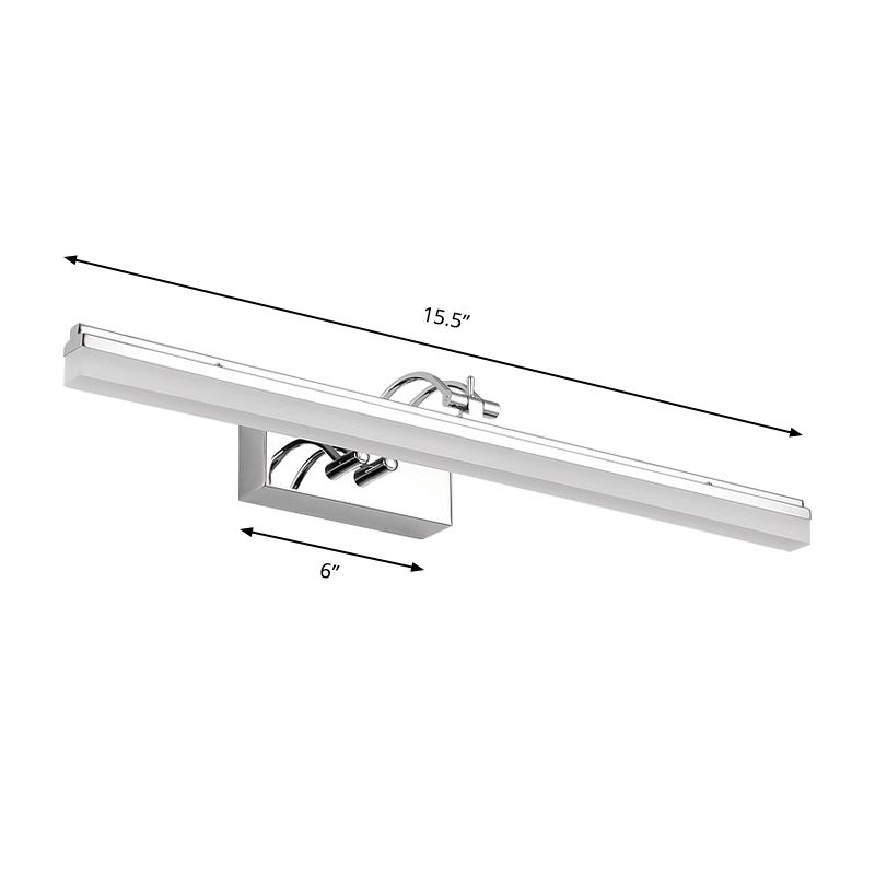 Iluminación de tocador de baño LED con tono acrílico lineal Luz de pared plateada Spl Donce con luz cálida/blanca, 19 "/23" de ancho