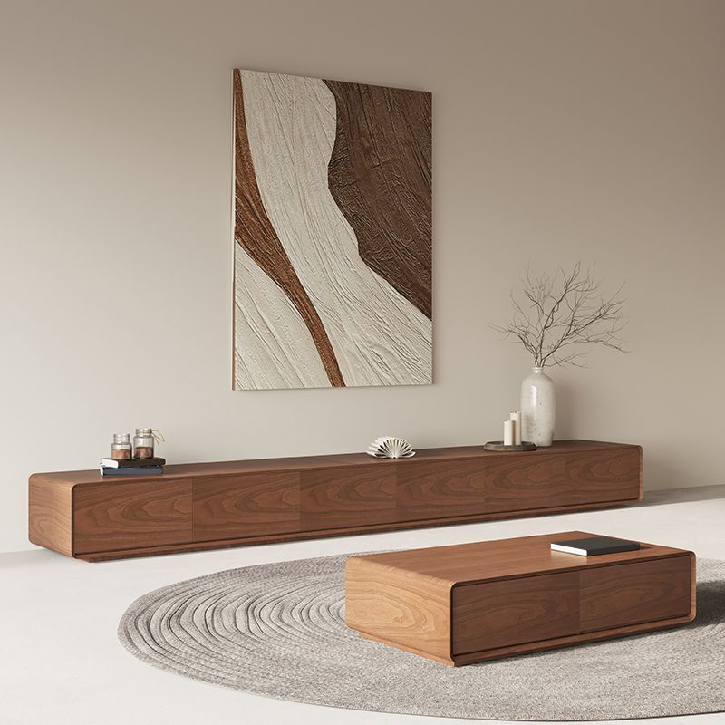 Engineered Wood Media Console Contemporary Wooden TV Console