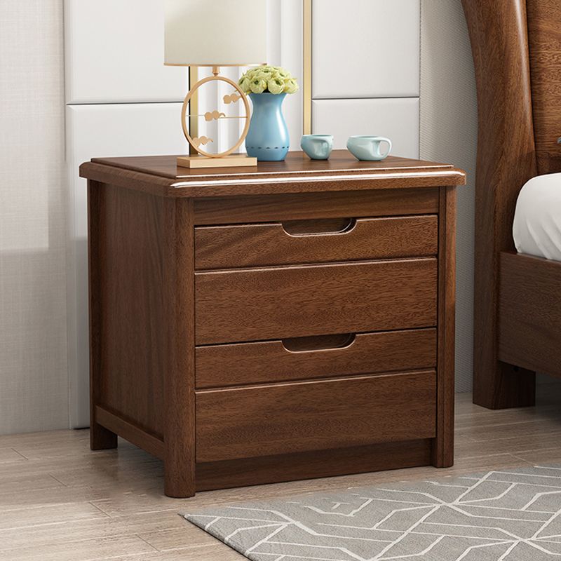 20 Inch H Bed Nightstand Solid Wood 2-Drawer Modern Brown Night Table