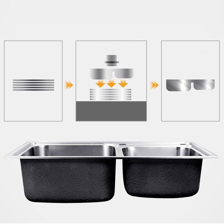 Modern Stainless Steel Kitchen Sink Double Sink Kitchen Sink with Basket Strainer