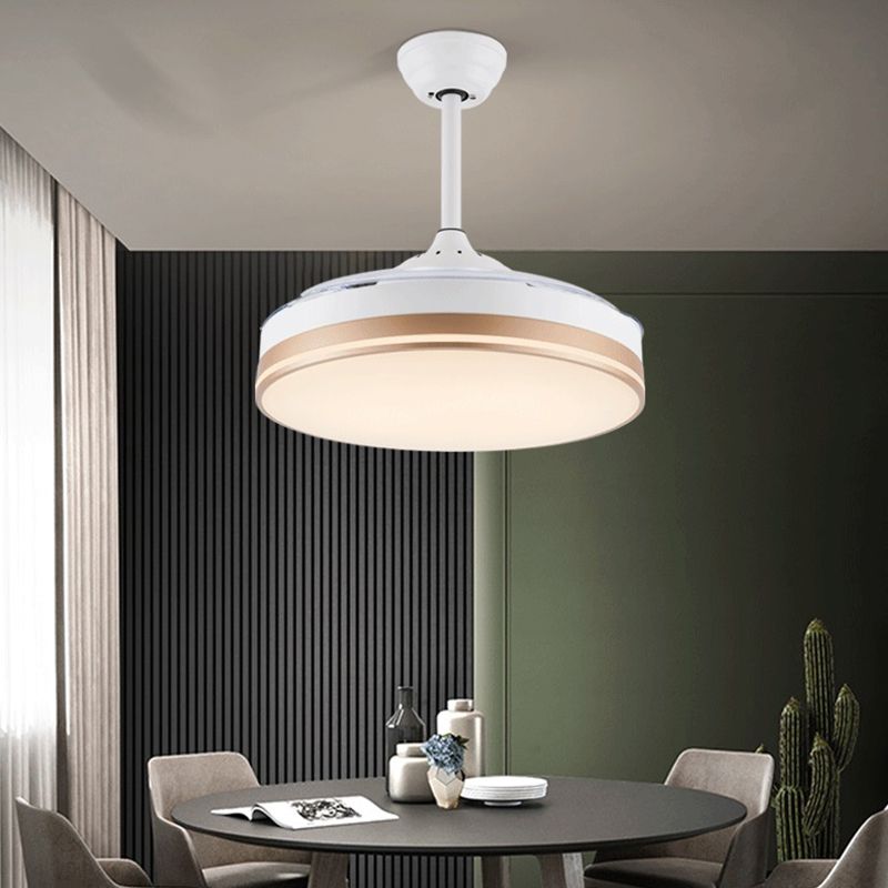 Modernism Interior LED Fan Light White Retractable Fan Blades Ceiling Fan