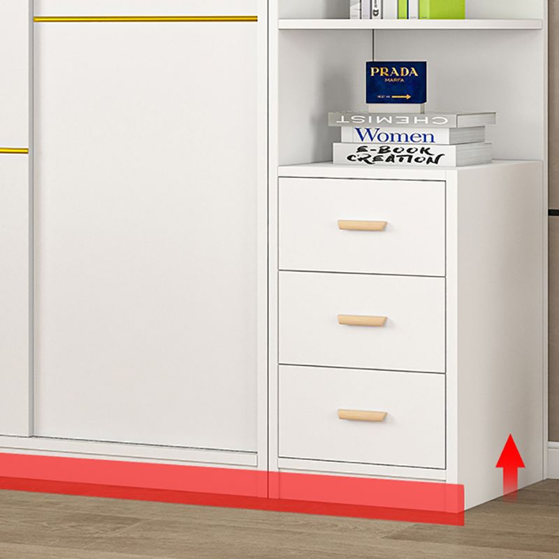 Urban Wooden Coat Locker in White Matte Finish 3-Drawer Kid's Wardrobe