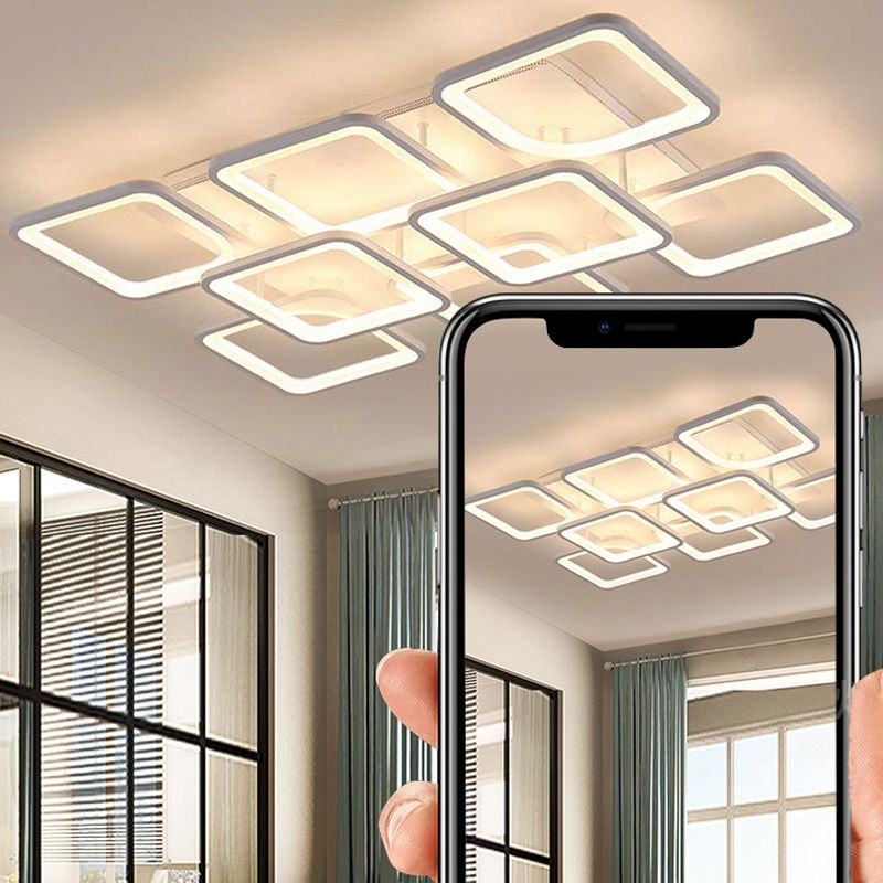 Modern Geometric Flush Ceiling Light Acrylic Flush Mount Lighting in White