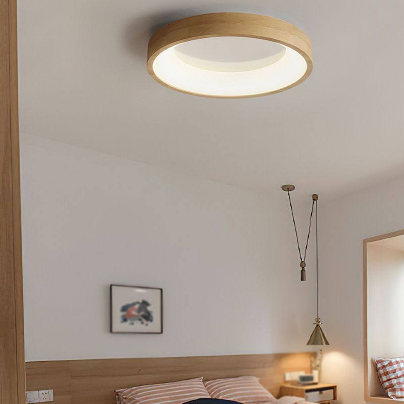 Japanese Style LED Wooden Ceiling Light Circle Shape Ceiling Lamp for Bedroom