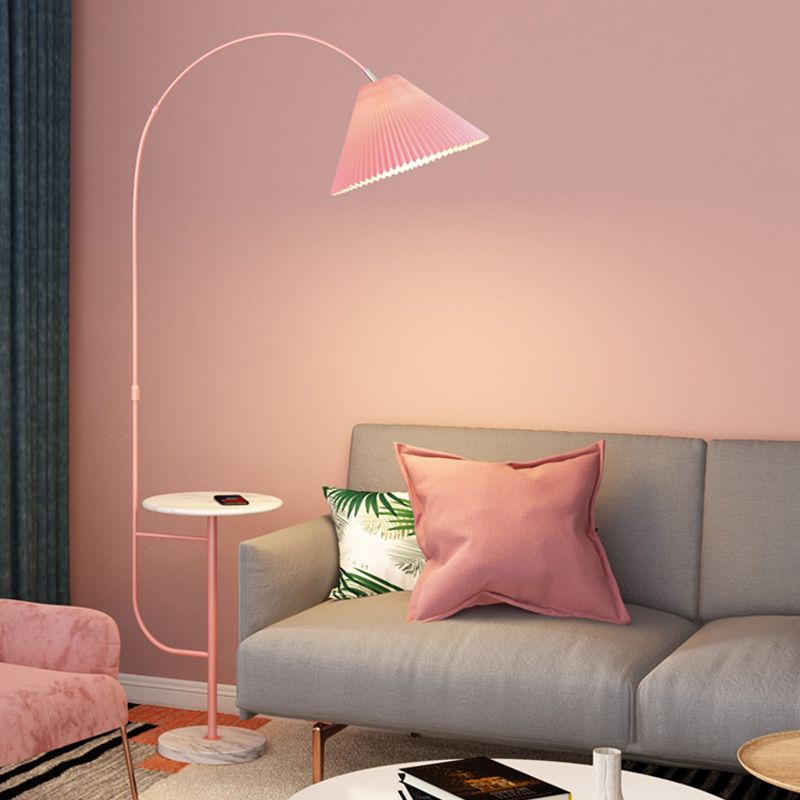 Modern Metal Floor Reading Lamp Conic 1-Light Floor Light with Desktop for Bedroom