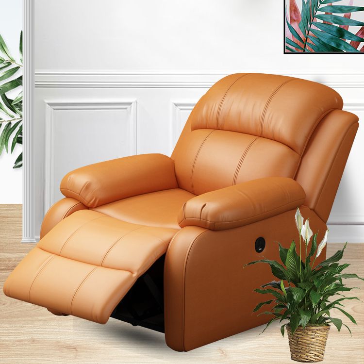 Modern Solid Color Standard Recliner Wood Frame Faux Leather Recliner Chair