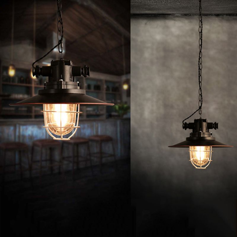 1-Light Glass Suspended Lighting Fixture Vintage Loft Pendant Light Kit for Coffee