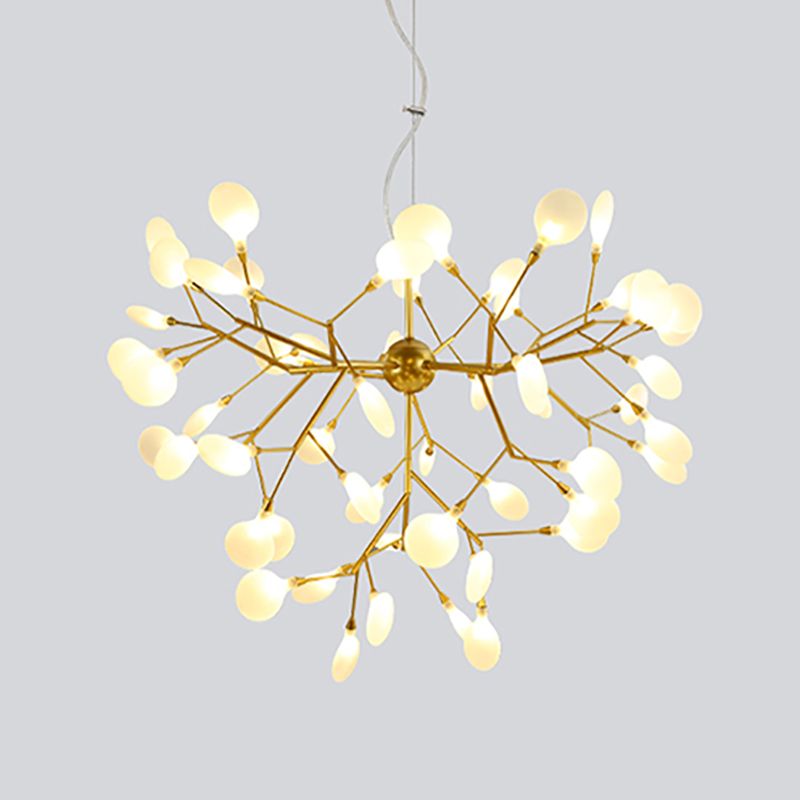 Forme de branche Chandelier Modern Fireflies Lampe Chandelier en or pour le salon