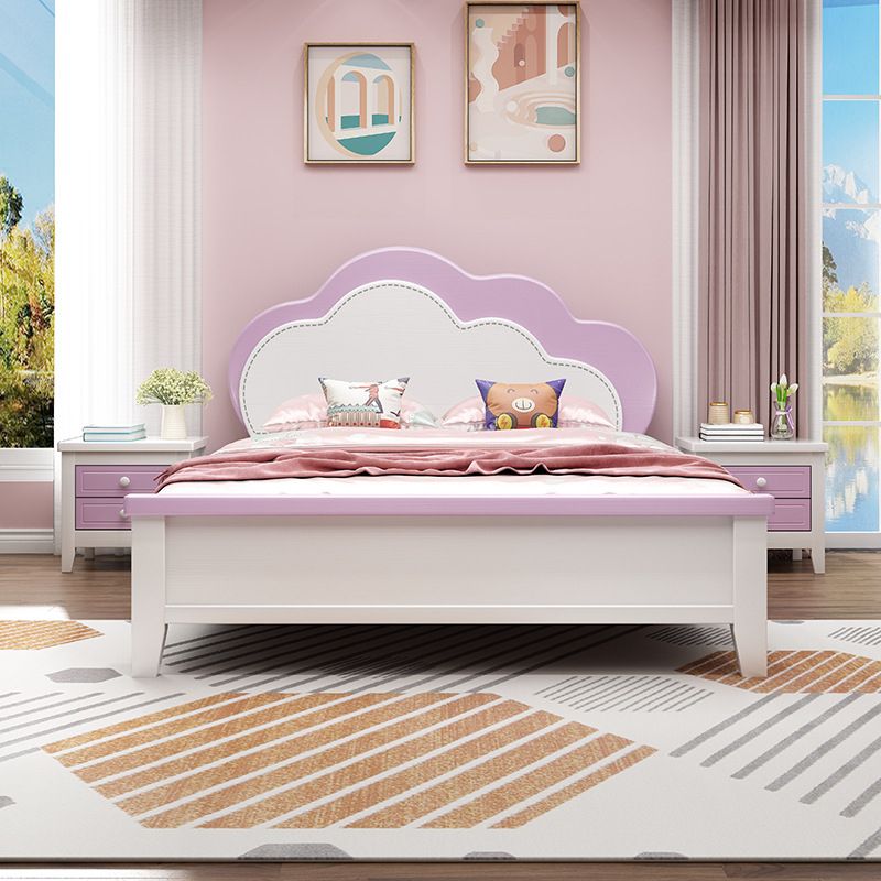 Modern Full & Queen Bed Frame in Rubberwood with Cloud-Shaped Headboard