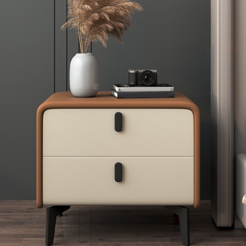 Modern Flat Top Kids Nightstand Pine Nightstands with 2 Drawers