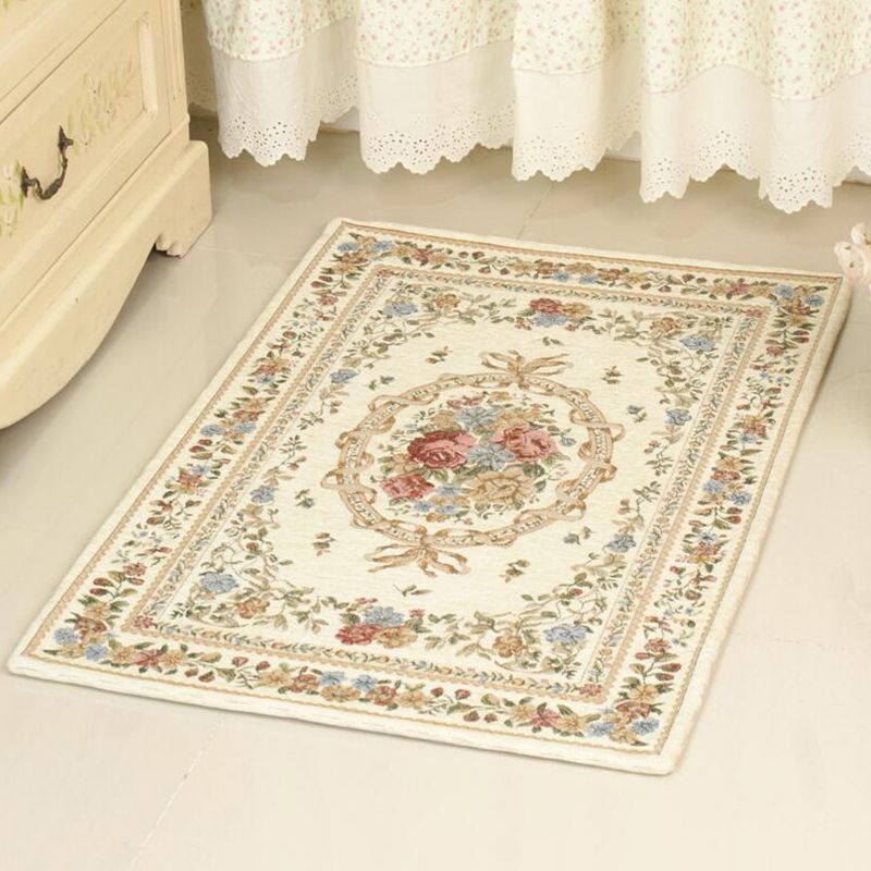 Simple Bedroom Rug Multicolored Floral Printed Indoor Rug Acrylic Non-Slip Pet Friendly Area Carpet