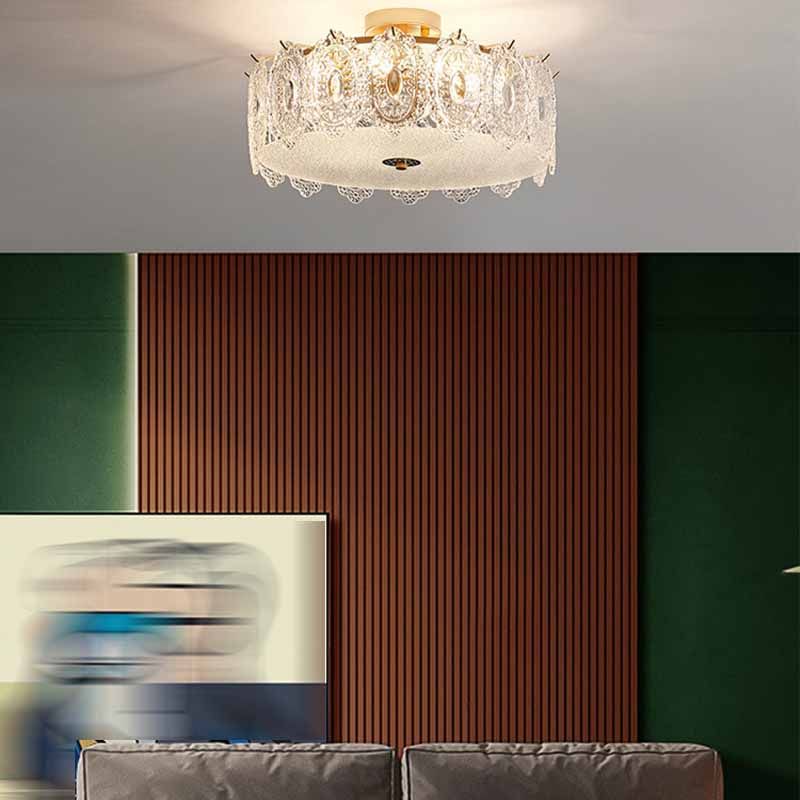 Contemporary Glass Shade Ceiling Light Household Flush Mount for Bedroom