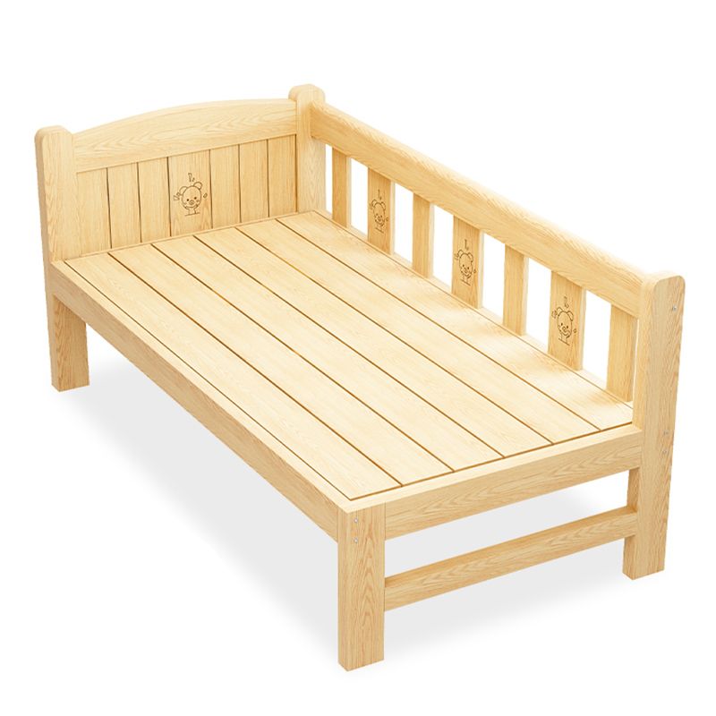 Contemporary Solid Wood Kids Bed Low Open-Frame Standard Bed with Guardrail