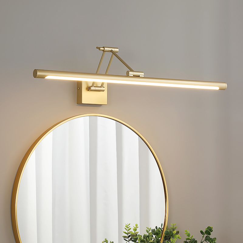 Gold LED Linear Wall Sconce in Modern Concise Style Wrought Iron Extendable Wall Light with Acrylic Shade