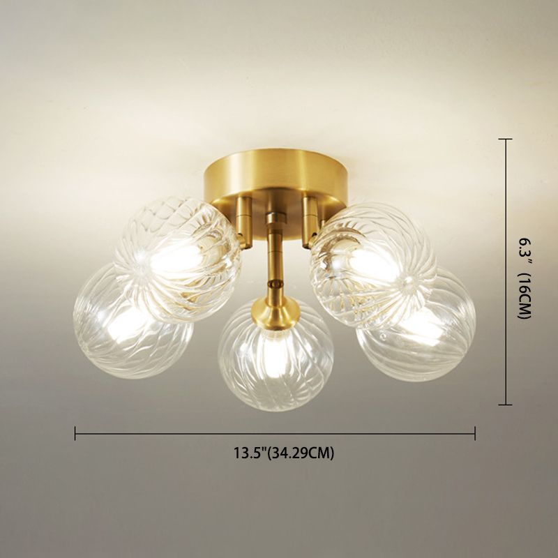 Verre sphérique Semi Flush Mount Light Plafond Modern Gold Semi Flush Plafond Lightture