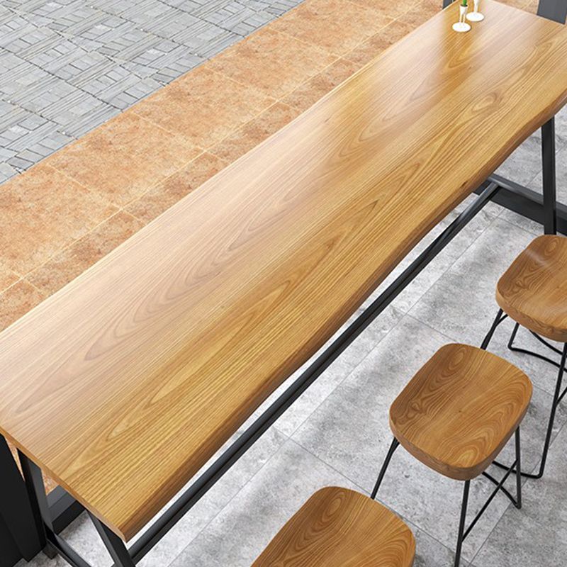 Rectangle Wood Counter Table Rectangle Industrial Style Bar Table for Kitchen