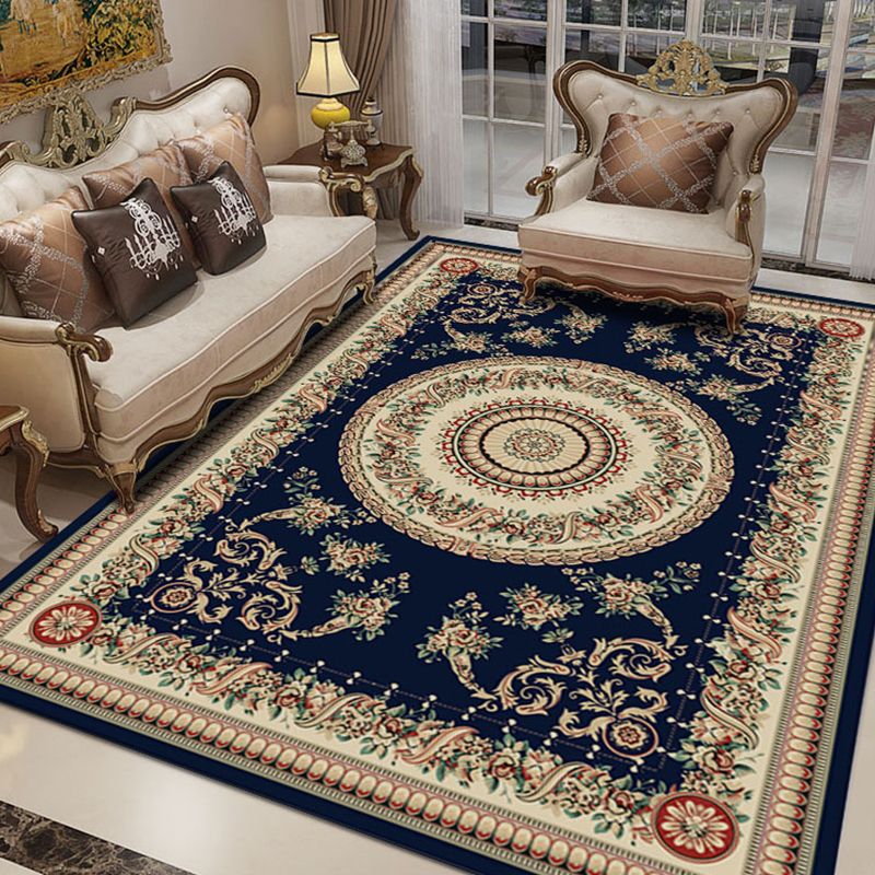 Vintage Decoration Rug Multi Colored Flower Print Polyster Area Carpet Pet Friendly Stain-Resistant Indoor Rug
