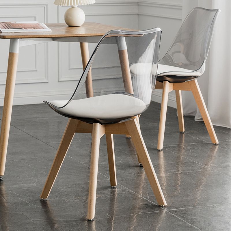Skandinavische PU -Leder -Esstühle Armless Solid Back Stuhl