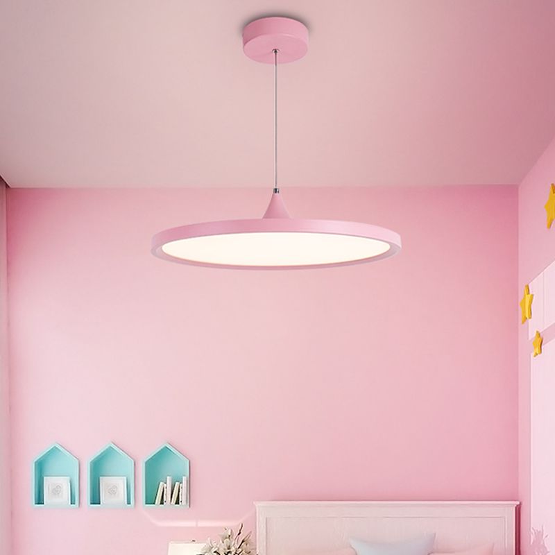 Lámpara colgante rosa acrílica de luz acrílica ultra delgada en luz cálida/blanca, 16.5 "/20.5" de ancho