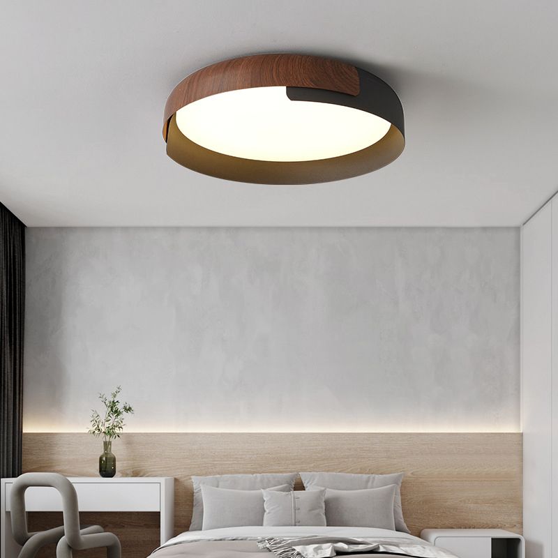 1-Light Contemporary Flush Mount Lighting LED Ceiling Light in Black/White