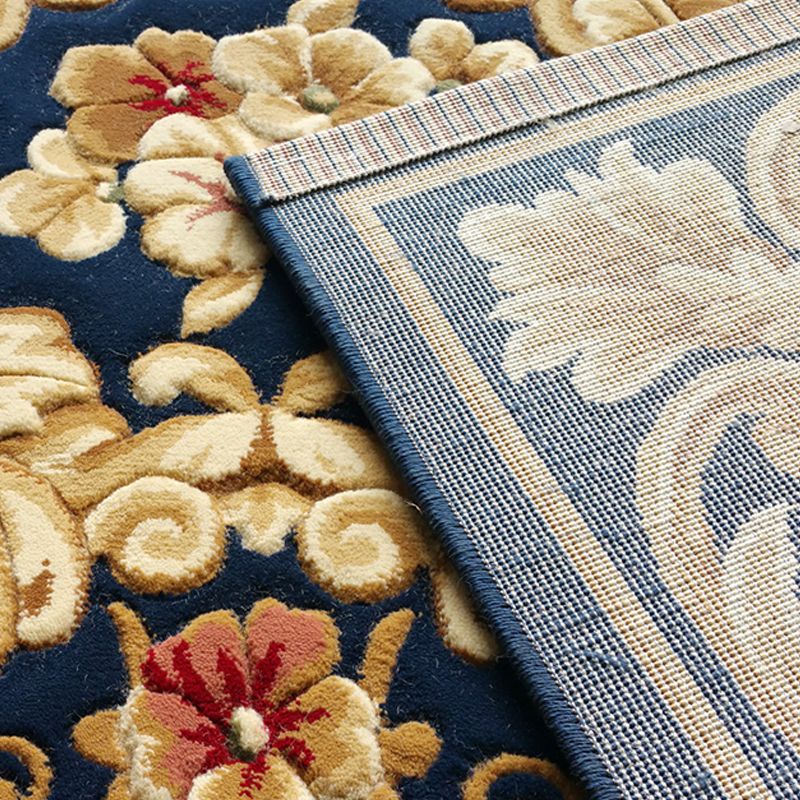 Navy Wohnzimmerbereich Teppich Medaillon Muster Polyester Fläche Teppich Flecken widerstandsfähiger Teppich
