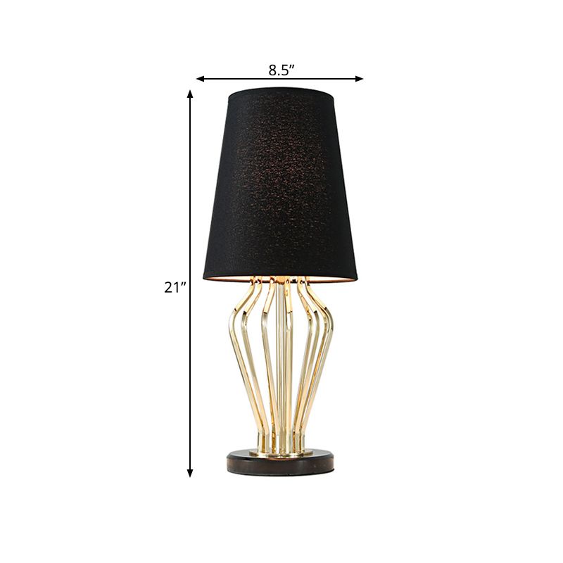 Fabric Black/White Table Light Barrel Shape 1 Light Traditional Reading Lamp for Bedroom, 8.5"/12" Wide