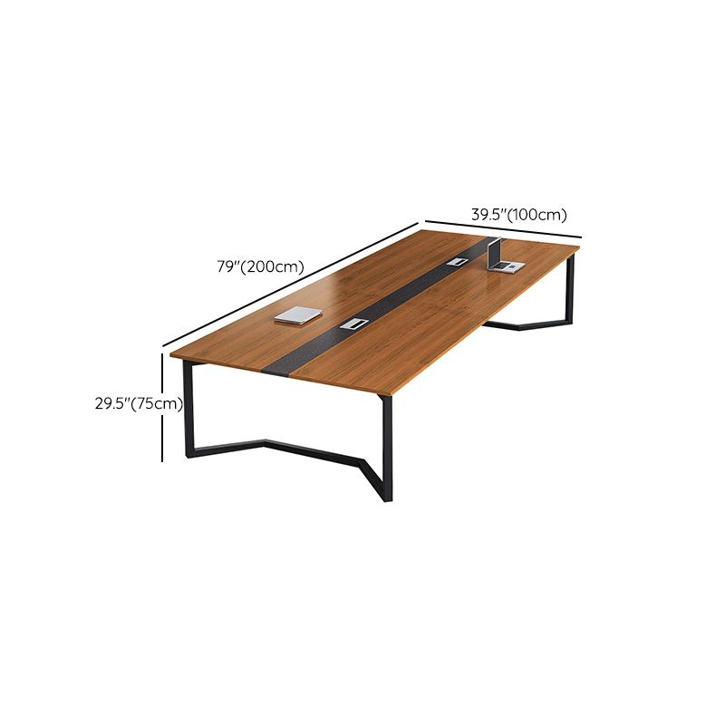 Rectangle Office Meeting Table Modern Style Wooden Writing Desk