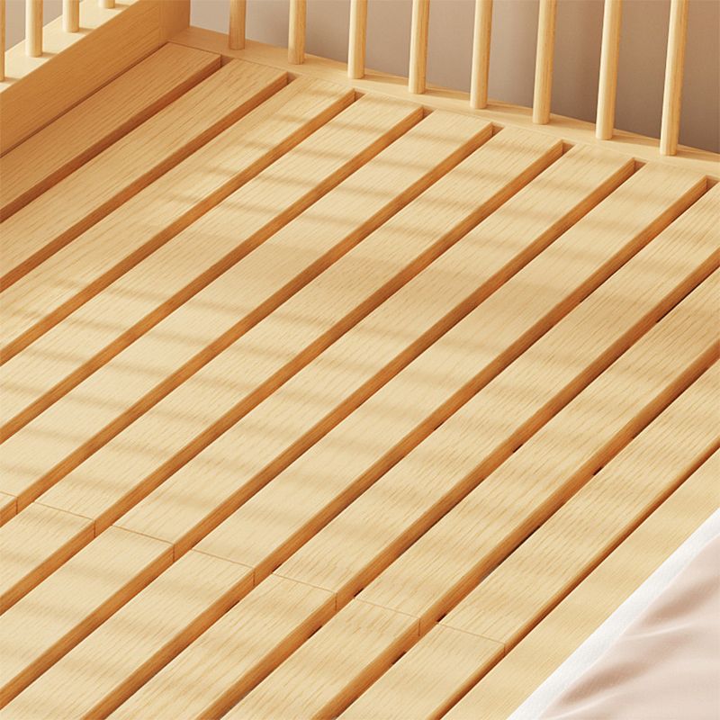 Contemporary Solid Wood Nursery Bed with Guardrail in Natural