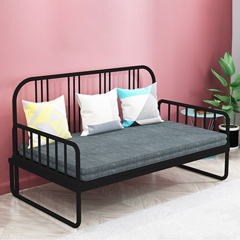 Metal Open Frame Daybed with Mattress Contemporary Daybed in Pure Black