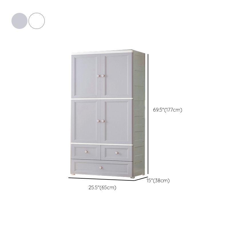 Plastic Kid's Wardrobe Garment Rod Included Armoire Cabinet for Indoor