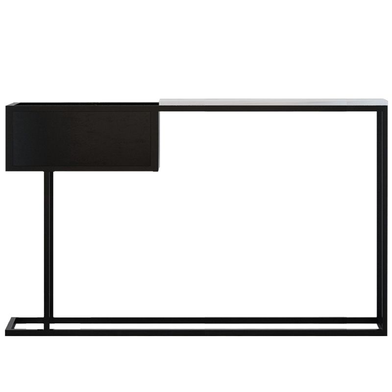 31.49" High Accent Console Table with Iron Frame Base and Storage Shelf, Black