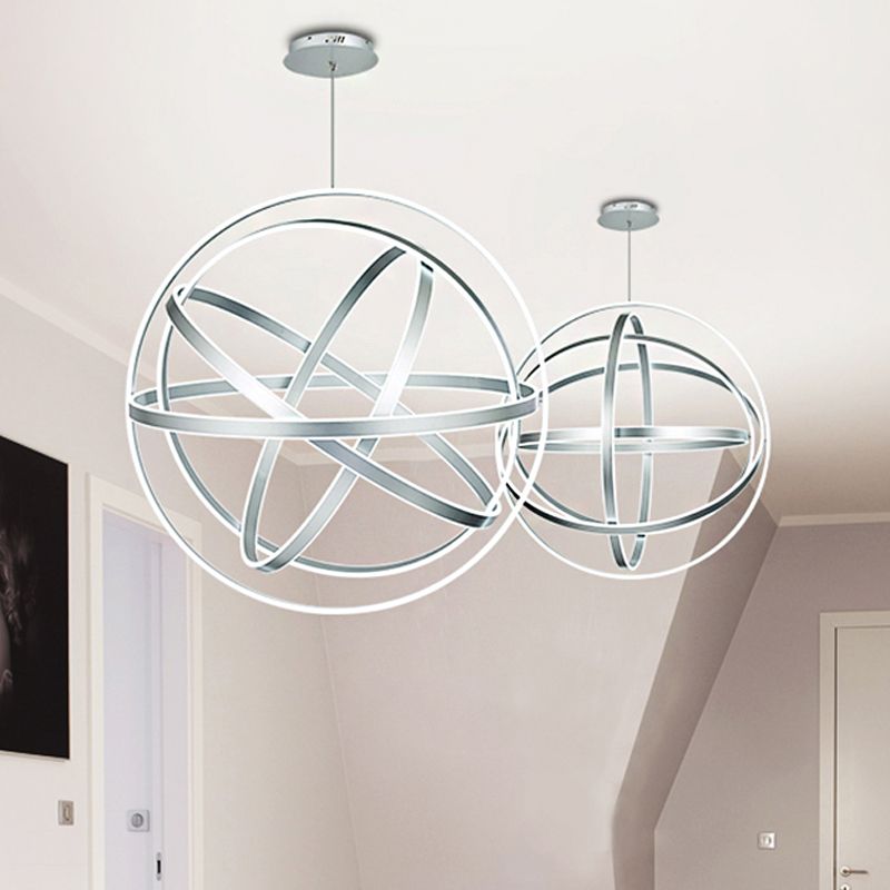 19.5" Wide Globe Chandelier Pendant Modernistic Acrylic 1 Light White Ceiling Light Fixture